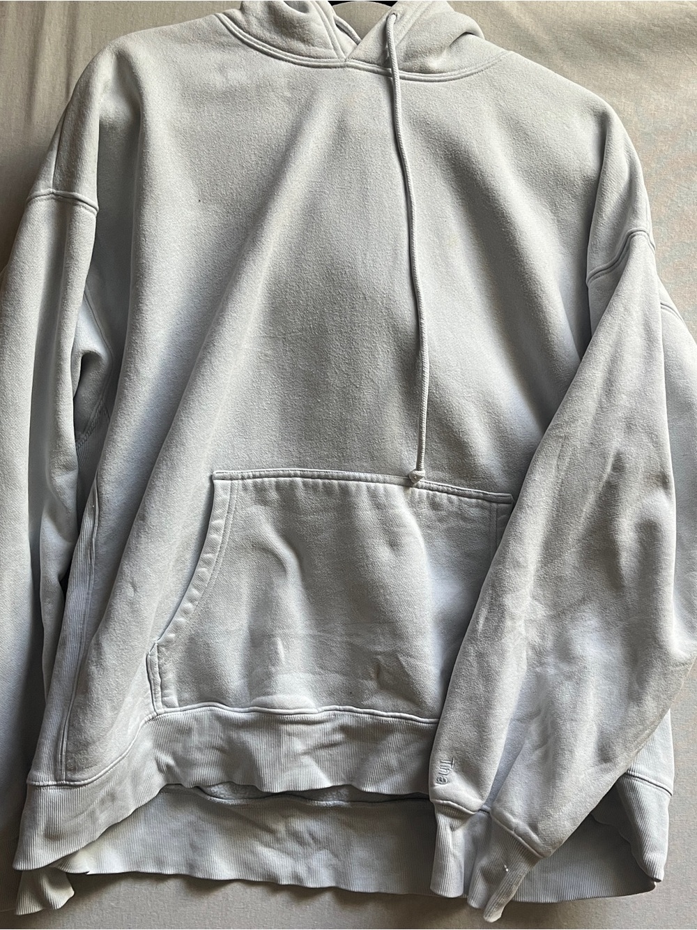 Aritzia Tna CozyAF Perfect Hoodie Light Gray Fleece Pullover Sweatshirt Size XL